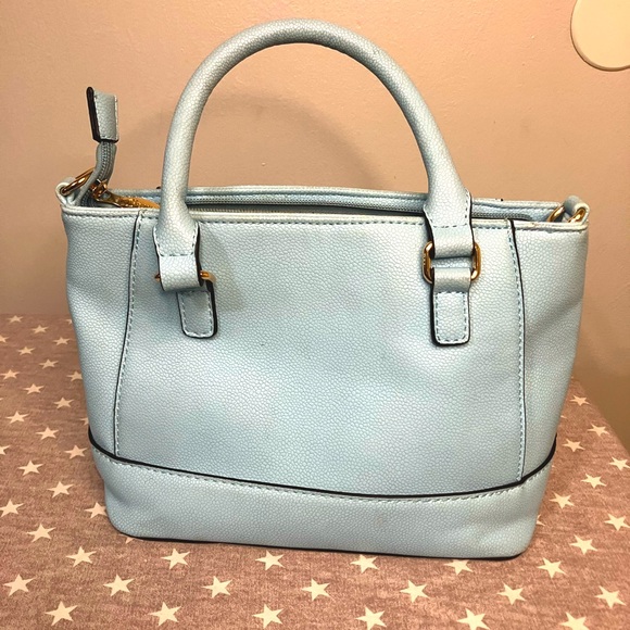 Brangio Hand Bag Medium Tote Purse Baby Blue Italian  Made - Picture 2 of 12